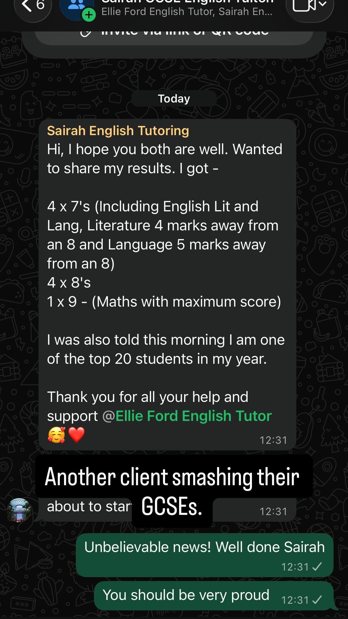 GCSE results, six grade 9s