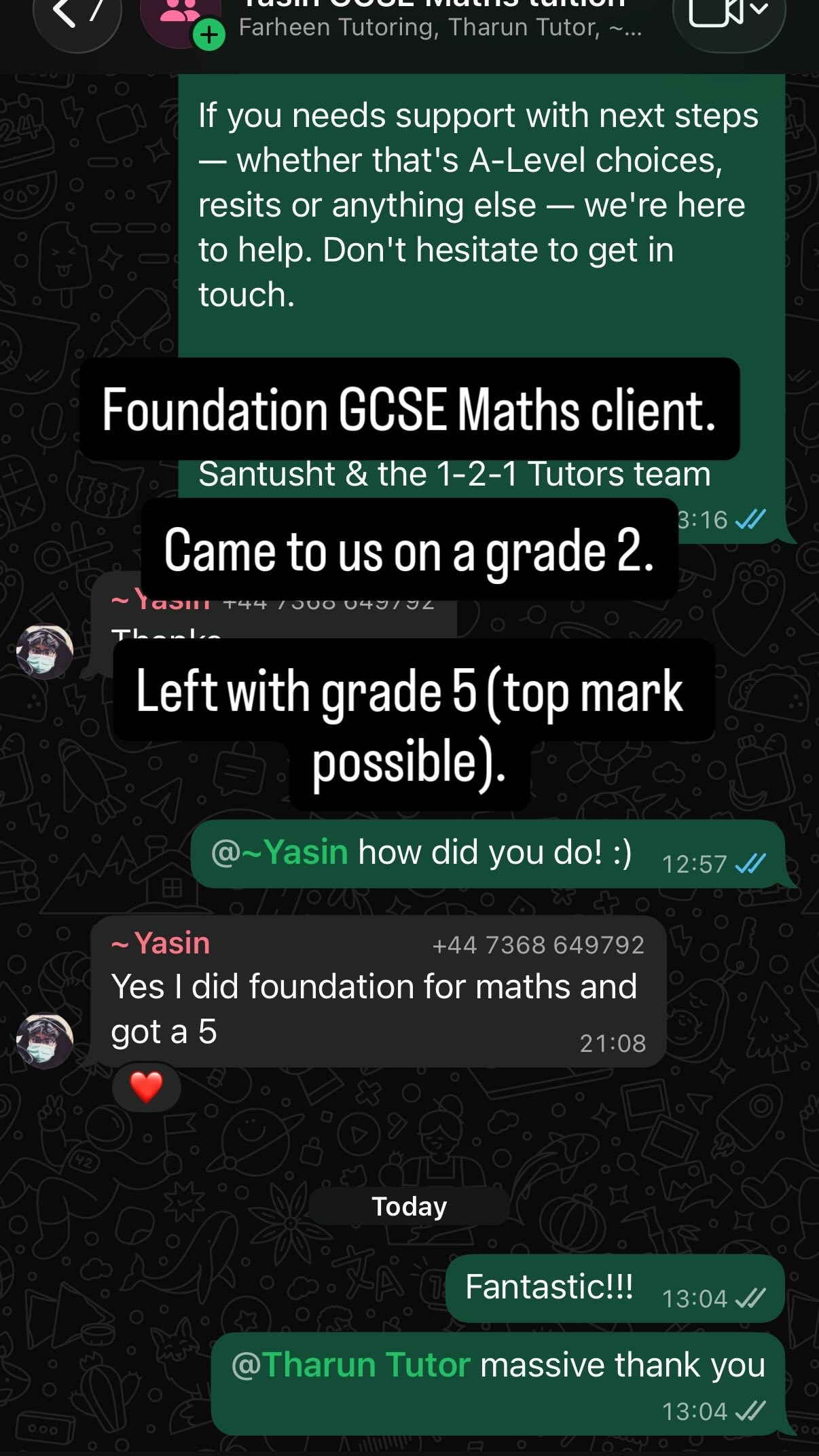 GCSE Foundation Maths result, grade 2 to grade 5
